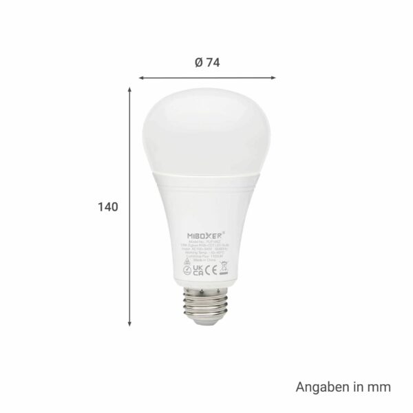 Zigbee Leuchtmittel E27 MiBoxer FUT105Z RGB+CCT 12W 2.4GHz WiFi readyZigbee Leuchtmittel E27 MiBoxer FUT105Z RGB+CCT 12W 2.4GHz WiFi ready