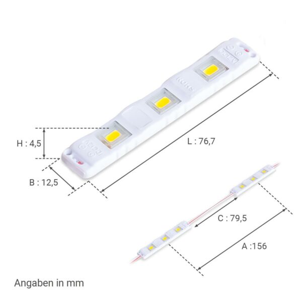 12 Volt LED Modul 6000 Kelvin kaltweiß 0,72 Watt IP66