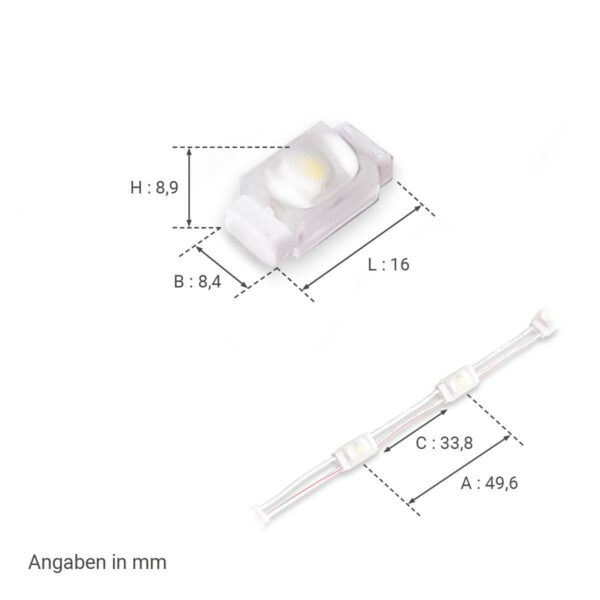 12 Volt LED Modul 6500 Kelvin Abstrahlwinkel 170° x 130° Schutzart IP67