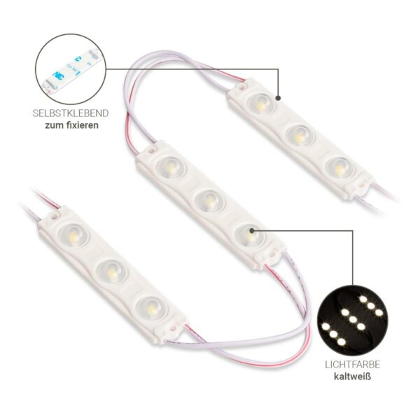 12 Volt LED Modul kaltweiß 6500 Kelvin SMD2835 1,08W IP68