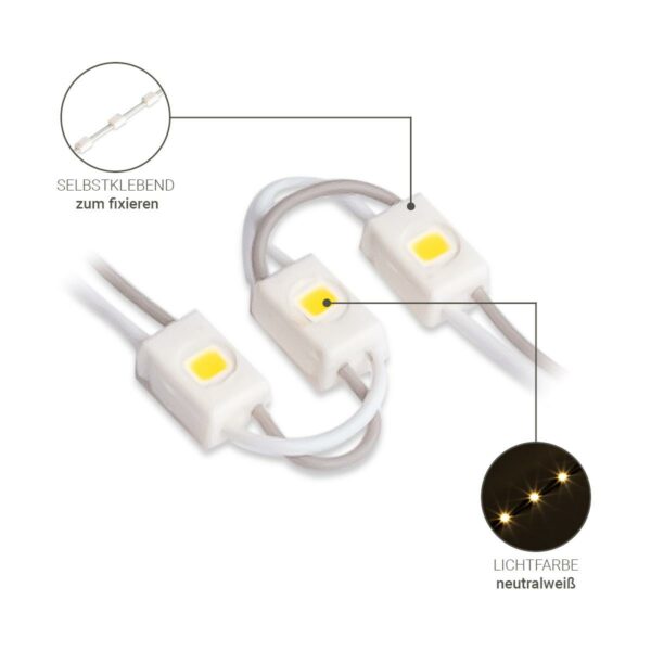 12 Volt Mini LED Modul 4500 Kelvin neutralweiß 0,24 Watt 120° IP65