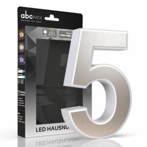 LED Hausnummer 5 Edelstahl beleuchtet