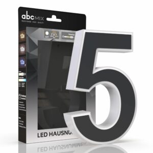 LED Hausnummer 5 anthrazit beleuchtet