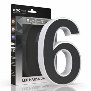 LED Hausnummer 6 anthrazit beleuchtet