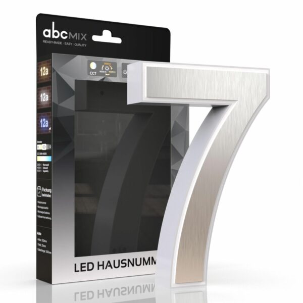 LED Hausnummer 7 Edelstahl beleuchtet