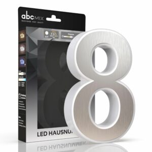 LED Hausnummer 8 Edelstahl beleuchtet