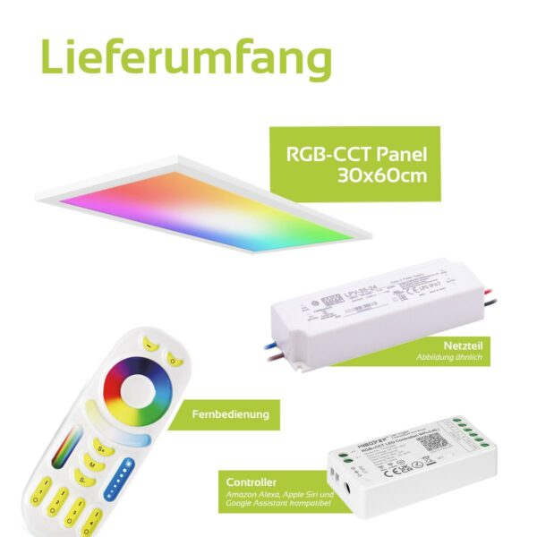 24 Volt RGB+CCT LED Panel Set 60×30 cm in weiß