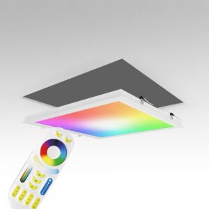 24 Volt RGB+CCT LED Panel Set 62x62 cm mit Einbaurahmen in weiß