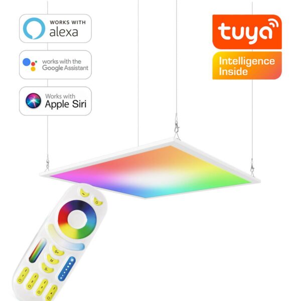 24 Volt RGB+CCT LED Panel Set 62x62 cm mit Seilabhängung zum Abhängen von der Zimmerdecke