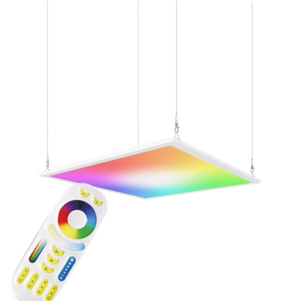 24 Volt RGB+CCT LED Panel Set 62x62 cm mit Seilabhängung zum Abhängen von der Zimmerdecke