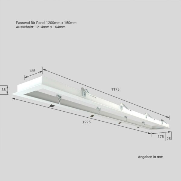 24 Volt RGB+CCT Panel 120x15cm weiß mit Einbaurahmen in weiß