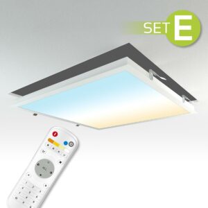 CCT LED Panel 62x62 cm Komplett-Set mit Einbaurahmen in weiß und Fernbedienung