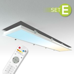 CCT LED Panel Set A | 150x30cm 48W 3000K-6000K mit Einbaurahmen in weiß | Netzteil und Fernbedienung