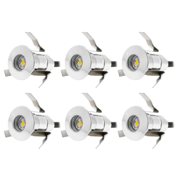 LED Einbaustrahler Set warmweiß 3000 Kelvin 6 Stück inkl. Netzteil 0.6W IP67 Ø24*38.5mm