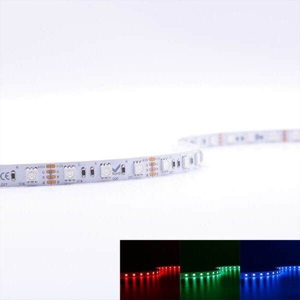 LED Streifen RGB 12 Volt 5 Meter 14,4W/m 60LED/m 10mm IP20 Farbwechsel