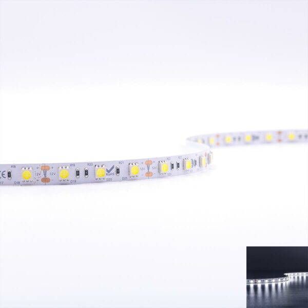 LED Strip kaltweiß 6000 Kelvin 12 Volt 5 Meter 14,4W/m 60LED/m 10mm IP20