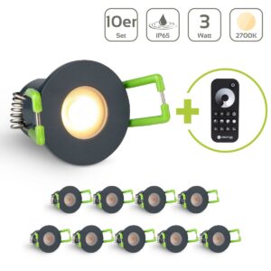 LED Einbaustrahler für Terrasse 3 Watt 2700 Kelvin Schutzart IP65 - Gehäusefarbe: anthrazit - Anzahl: 10x