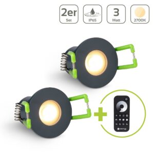 LED Einbaustrahler für Terrasse 3 Watt 2700 Kelvin Schutzart IP65 - Gehäusefarbe: anthrazit - Anzahl: 2x