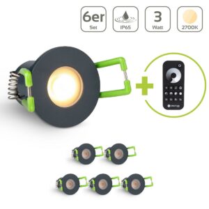 LED Einbaustrahler für Terrasse 3 Watt 2700 Kelvin Schutzart IP65 - Gehäusefarbe: anthrazit - Anzahl: 6x