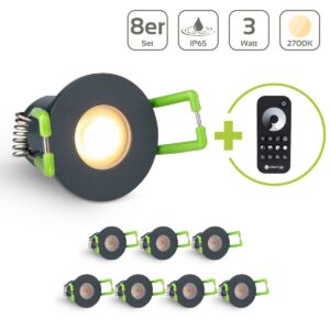 LED Einbaustrahler für Terrasse 3 Watt 2700 Kelvin Schutzart IP65 - Gehäusefarbe: anthrazit - Anzahl: 8x