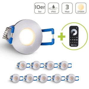 LED Einbaustrahler für Terrasse 3 Watt 2700 Kelvin Schutzart IP65 - Gehäusefarbe: silber - Anzahl: 10x