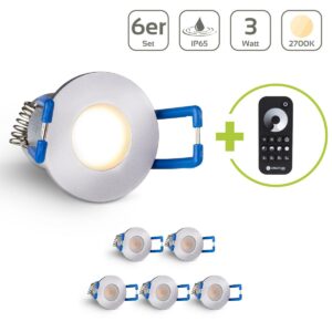 LED Einbaustrahler für Terrasse 3 Watt 2700 Kelvin Schutzart IP65 - Gehäusefarbe: silber - Anzahl: 6x