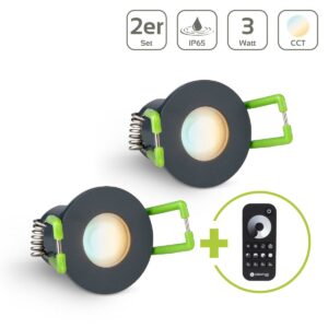 LED Einbaustrahler für Terrasse 3 Watt CCT 2700K-6500K IP65 - Gehäusefarbe: Anthrazit – Anzahl: 2 Stück