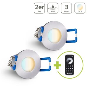 LED Einbaustrahler für Terrasse 3 Watt CCT 2700K-6500K IP65 - Gehäusefarbe: Silber – Anzahl: 2 Stück