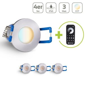 LED Einbaustrahler für Terrasse 3 Watt CCT 2700K-6500K IP65 - Gehäusefarbe: Silber – Anzahl: 4 Stück