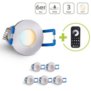 LED Einbaustrahler für Terrasse 3 Watt CCT 2700K-6500K IP65 - Gehäusefarbe: Silber – Anzahl: 6 Stück