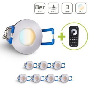 LED Einbaustrahler für Terrasse 3 Watt CCT 2700K-6500K IP65 - Gehäusefarbe: Silber – Anzahl: 8 Stück