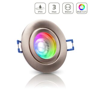 Einbaustrahler GU10 IP44 Edelstahl gebürstet rund 68mm dimmbar mit RGB+CCT