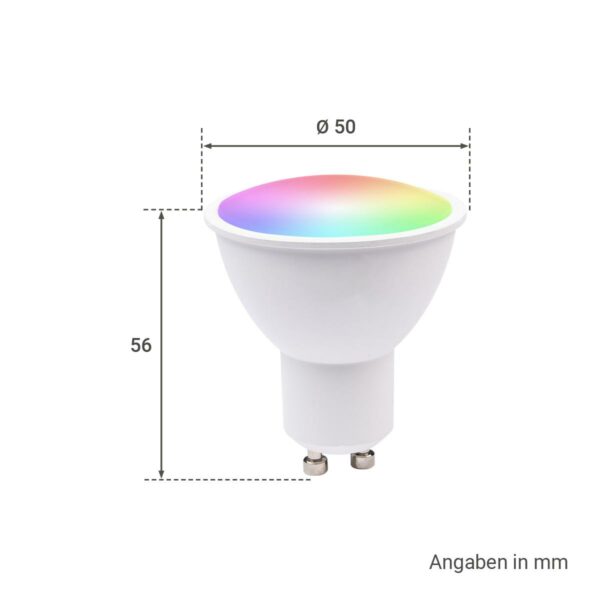 Maße-GU10 Smart LED Modul RGB+CCT 5W Tuya 2.4G Farbwechsel für Einbaustrahler