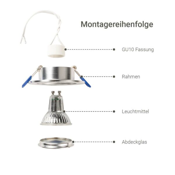 Montage-Einbaustrahler GU10 IP44 Alu gebürstet rund 68mm dimmbar mit RGB+CCT - Smart Tuya